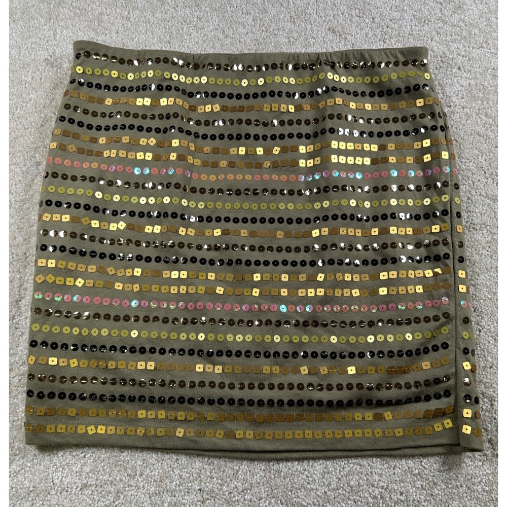 Wet Seal Womens Size M Green‎ Bodycon Skirt Sequin New